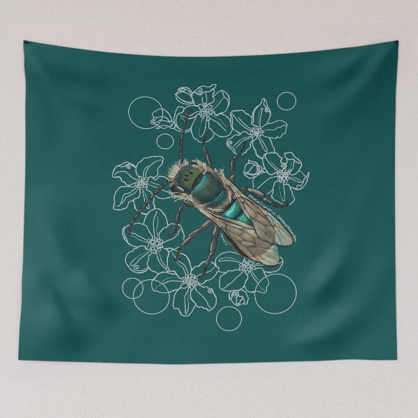 Item preview, Blue, Orchard, Mason Bee Doodle, for dark background designed and sold by mernstw.