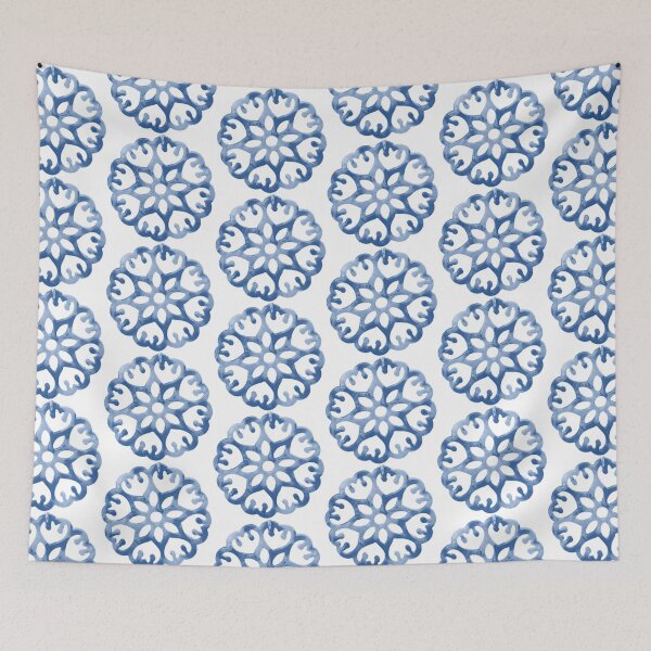 Artikelvorschau, STELLA 10 blaue Sternblume runder Kreis weiße Mandala Herzen Streifen Juwel entworfen und verkauft von dragonemma.