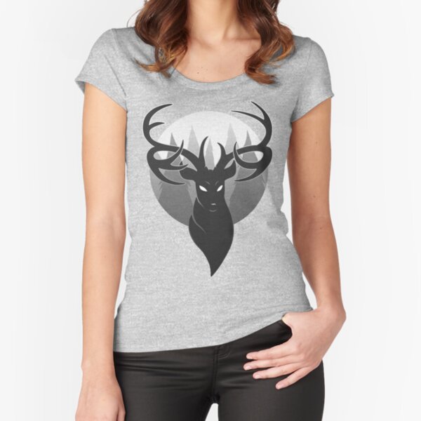 Noble Deer Silhouette Fitted Scoop T-Shirt
