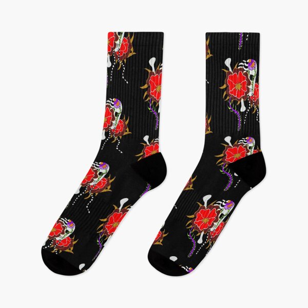 Item preview, The skull and the red and purple flowers designed and sold by Astralia.