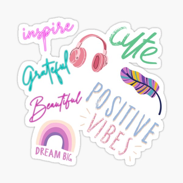 Item preview, Positive Vibes, Good Vibes, Cute, Grateful, Inspirational, Dream, Colorful, Self Love, care, esteem, mental health, positivism, mental health awareness, beautiful, dreamer, inspire designed and sold by Laurelbdesigns.