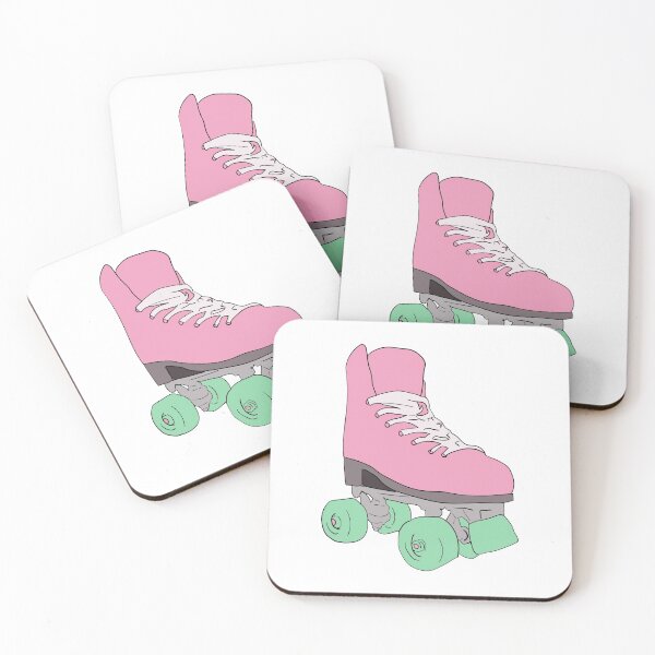 Pink Retro Vintage Roller Skate Coasters (Set of 4)