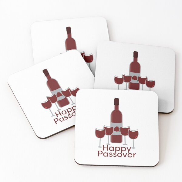 Item preview, Happy Passover Greeting with Wine Bottle and Four Glasses designed and sold by sigdesign.