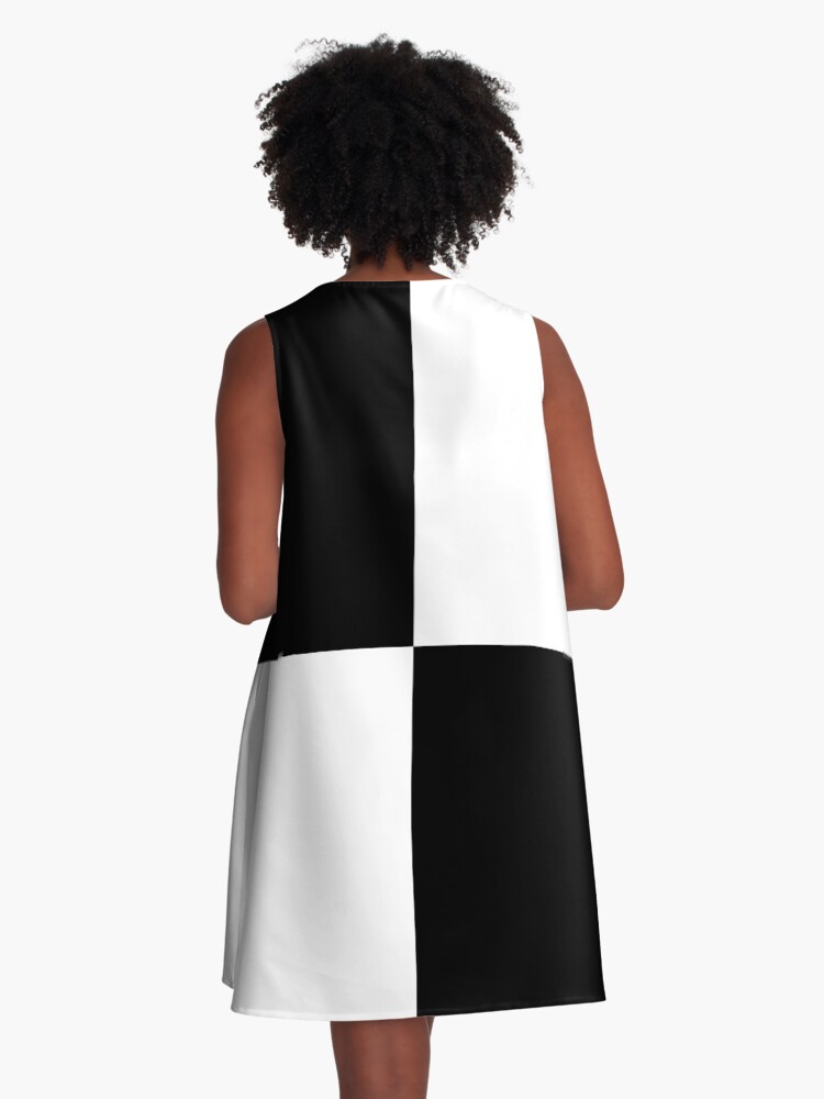 Thumbnail 3 of 4, A-Line Dress, Black and White Quad Contrast Blocks designed and sold by ArtformDesigns.