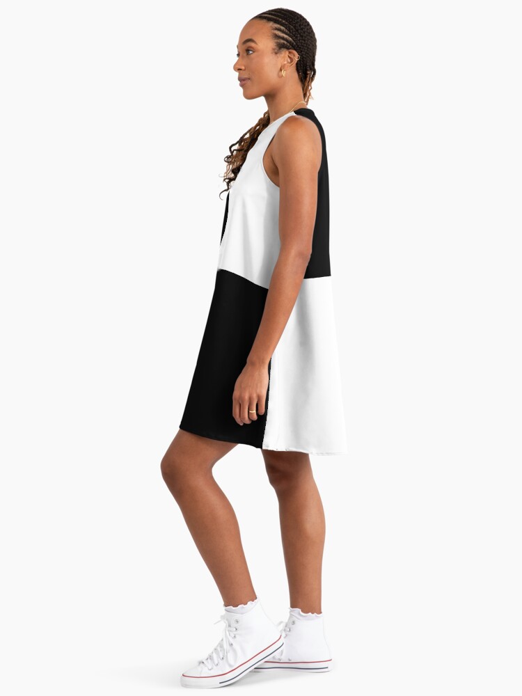 contrast a line dress Women's Black A-Line Dress with Beige Contrast Trim — Casual Smart Look –  PALOALTO main image 0