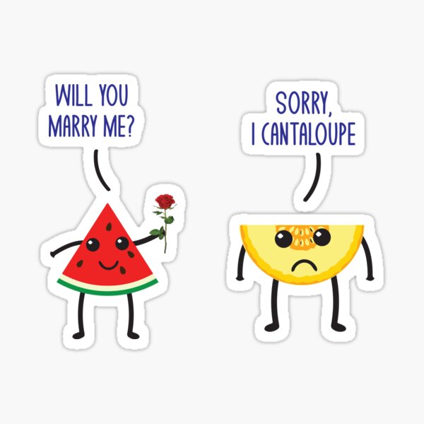 "Funny Watermelon Cantaloupe Pun Jokes Humor" Sticker for Sale by