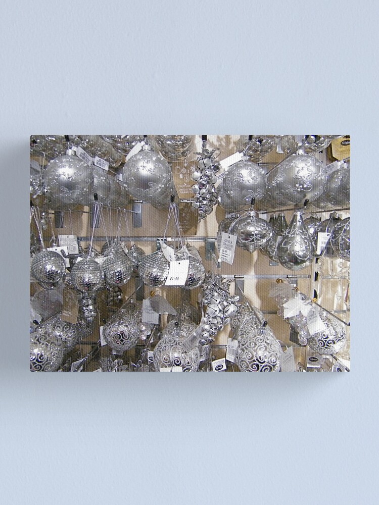 Thumbnail 1 of 3, Canvas Print, Silver Baubles designed and sold by robsteadman.