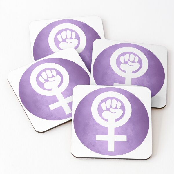 Item preview, Feminist symbol with fist (white on violet background) designed and sold by WesternExposure.