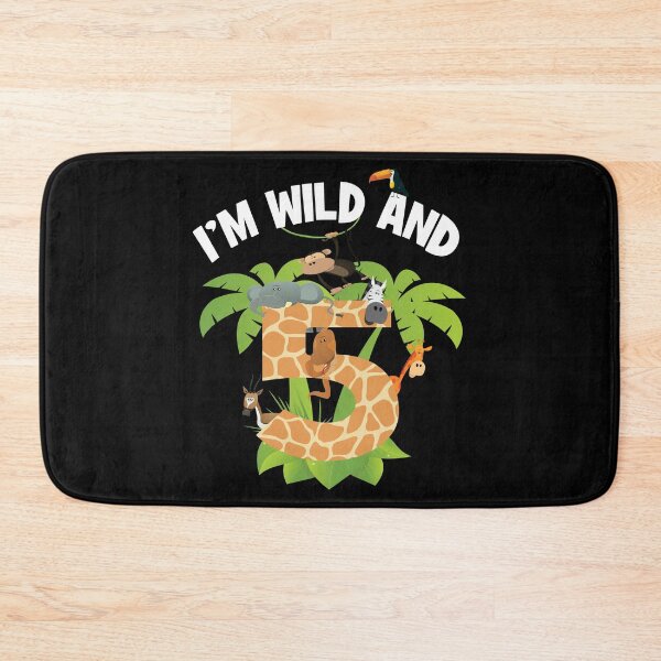 Item preview, I'm Wild And 5 Years Old Zoo Theme 5th Birthday Animal Party design designed and sold by Grabitees.