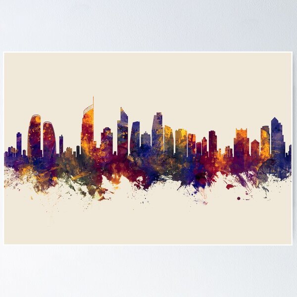 Artikelvorschau, Gold Coast Australia Skyline entworfen und verkauft von ArtPrints.