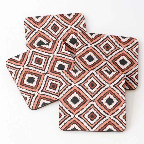 Item preview, Ikat Pattern Black Beige Red and Orange designed and sold by SoccaTamam.