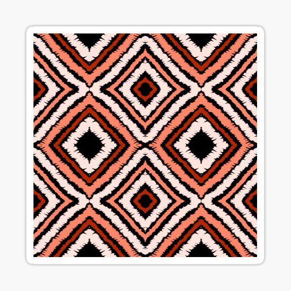 Item preview, Ikat Pattern Black Beige Red and Orange designed and sold by SoccaTamam.