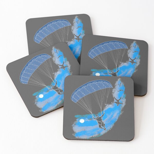 Item preview, Multiple skydivers on blue swoosh designed and sold by FatSlugDesigns.