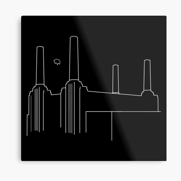 Pink Floyd Animals Minimalistic White on Black Metal Print