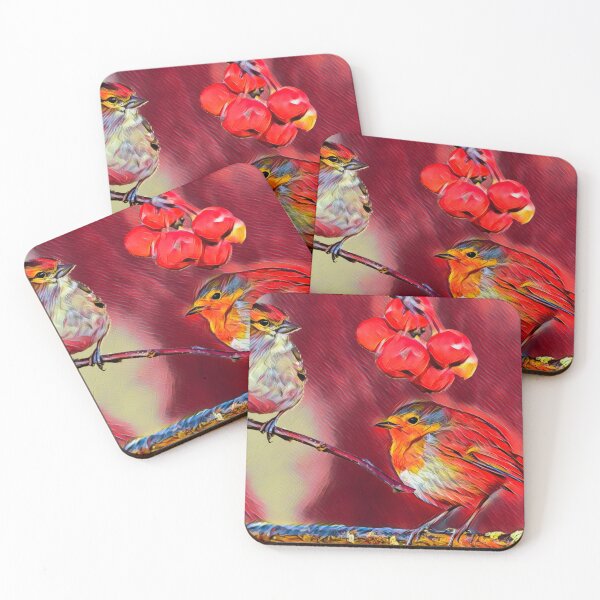 Item preview, Two sparrows eating cherries.  designed and sold by NatanDesigns.