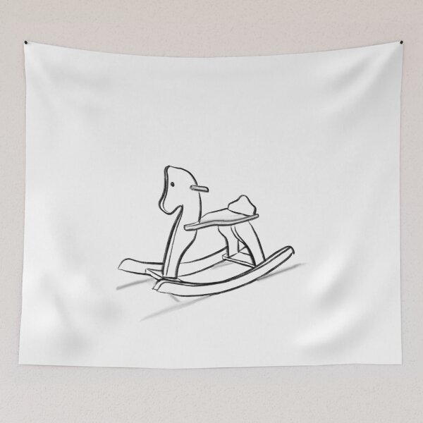 Item preview, Rocking horse Sketch Illustration line drawing Art, line drawing, minimalist nursery art, toy art designed and sold by Prints Actually.
