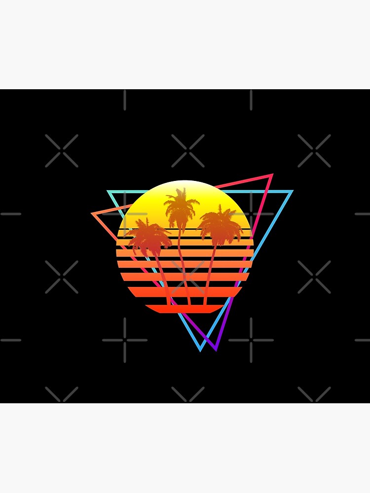 Synthwave Sun (with palm trees and triangles) by GaiaDC