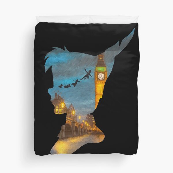 Peter Pan Over London Duvet Cover