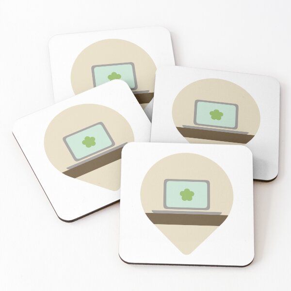 Home Office Pin Locator Graphic for Home Planning Coasters (Set of 4)