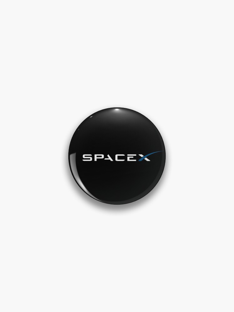 Spacex Logo White Blue On Black Pin By Ericascarletta Redbubble