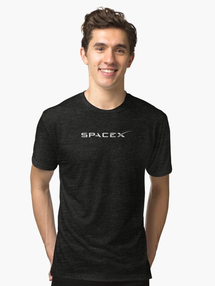 "SpaceX Logo White Gray on Black" T-shirt by ...