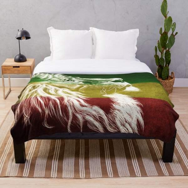 King Of Judah / Rastafarian Rasta Lion Throw Blanket