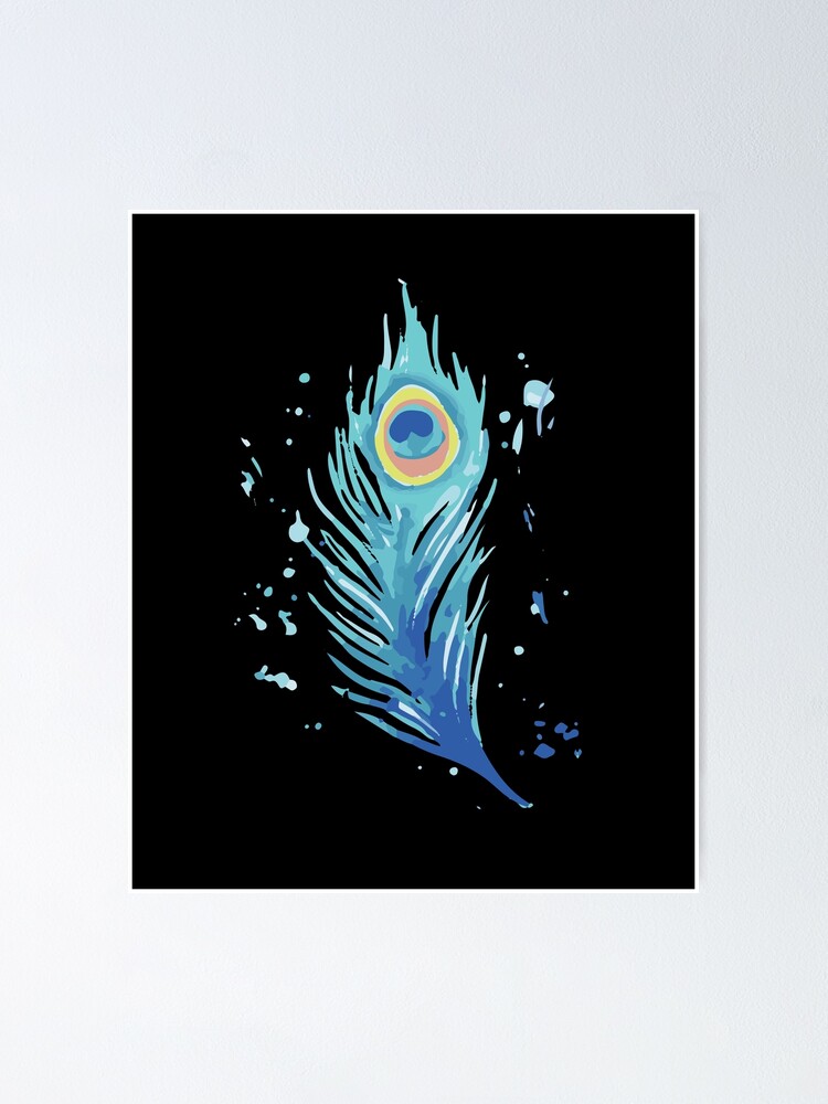 Peacock Blue Peacock Feather Watercolor Poster By Mohja Design Redbubble 0170