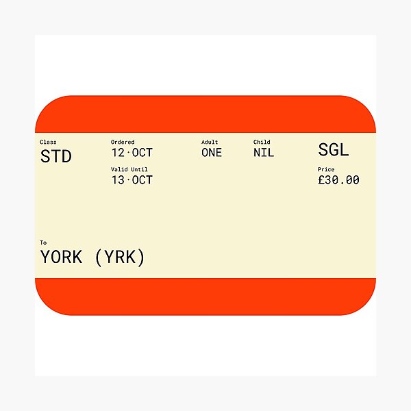 "York Train Ticket" Photographic Print for Sale by sebastiandoe5
