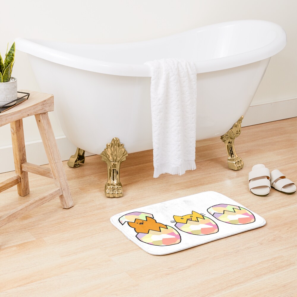 Easter Eggs - Cat among the Chickens Bath Mat