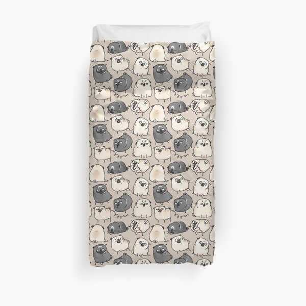 Pug Poses Pattern Duvet Cover