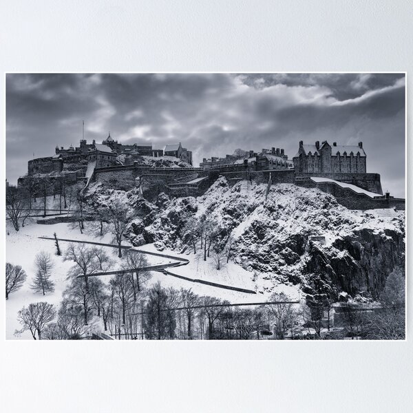 Edinburgh Castle in winter clothing Poster