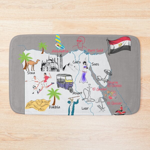 Item preview, Egypt map, major cities names flag Egyptian national symbols and landmarks  خريطة مصر مع اهم  المدن  واهم المعالم الاقتصادية والاجتماعية والسياحية designed and sold by mashmosh.
