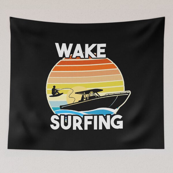 Item preview, Retro Wake Surfing Gift Print Vintage Boat Lake Wakesurfing Print designed and sold by linco11.