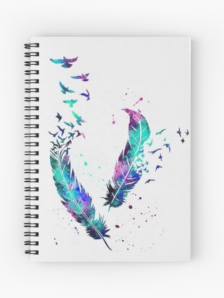Cuaderno de espiral «Diseño de aves de plumas de acuarela» de  The-Gypsy-Wilds | Redbubble