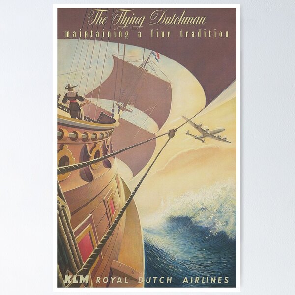 Item preview, The Flying Dutchman, Holland Vintage Travel Poster designed and sold by vintagevivian.