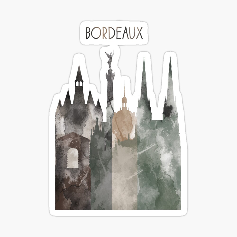 Watercolor Painting Christmas Gift City Skyline France Print France Cityscape Bordeaux Skyline Print Bordeaux Poster Wall Decor