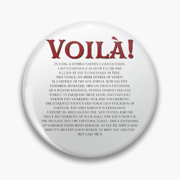 Item preview, V For Vendetta Monologue  designed and sold by earthygrandma.