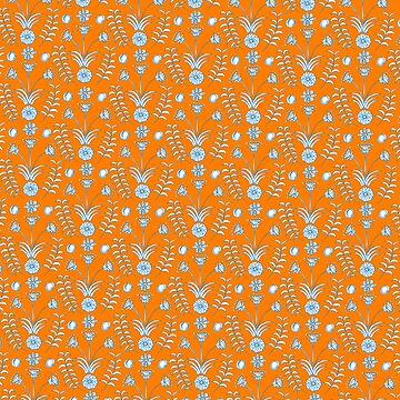Artwork thumbnail, Mesopotamian Blue :: Florals Inspired by Ancient Pottery - Orange by tinaschofield