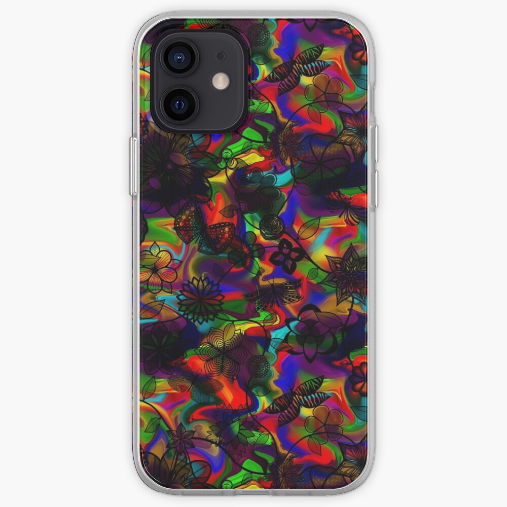 Butterfly Garden - Black on Rainbow iPhone Case & Cover