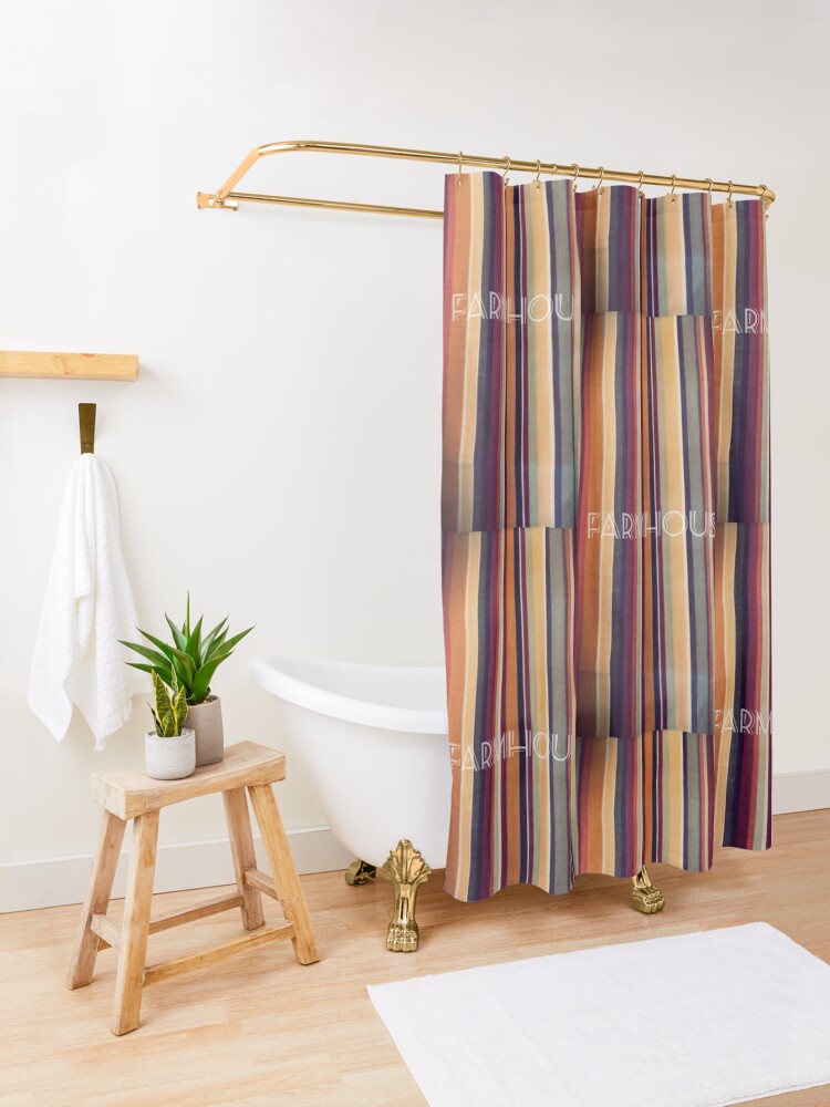 "Farmhouse stripes decor, rustic cottage farmhouse " Shower Curtain by