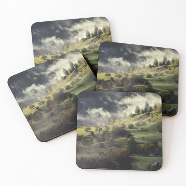 Item preview, Foggy village landscape, landscape photography art, village mountain retreat  designed and sold by Yurii Novosad.