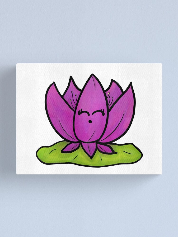 Cute Lotus Flower Cartoon On A Lillypad Canvas Print By Sundaymorning15 Redbubble