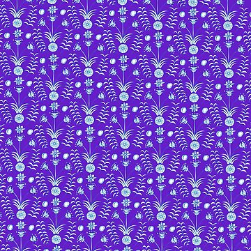 Artwork thumbnail, Mesopotamian Blue :: Florals Inspired by Ancient Pottery - Dancer Purple by tinaschofield