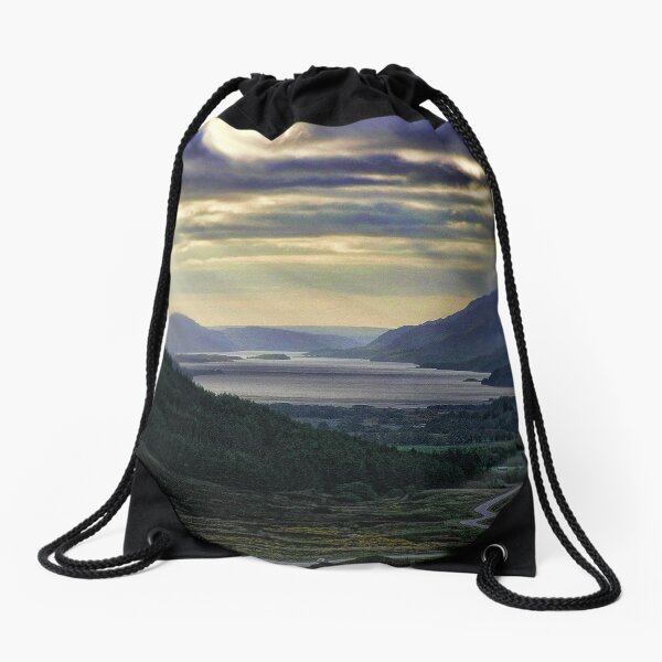 Looking West-To Loch Maree in the Highlands of Scotland(2) Drawstring Bag