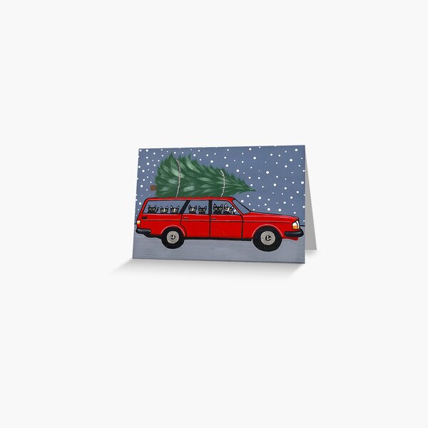 Volvo Cats Christmas Tree Greeting Card