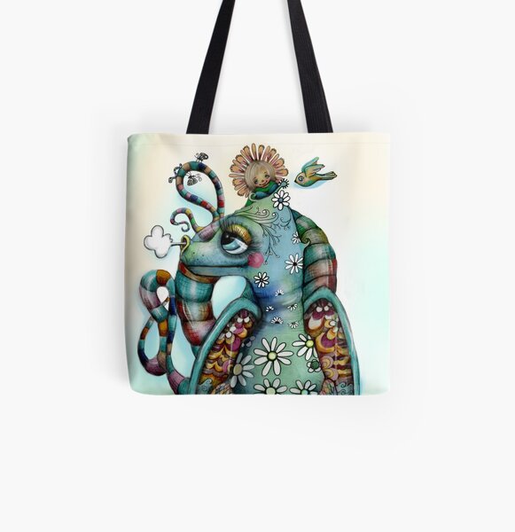 Misty the Friendly Rainbow Dragon All Over Print Tote Bag