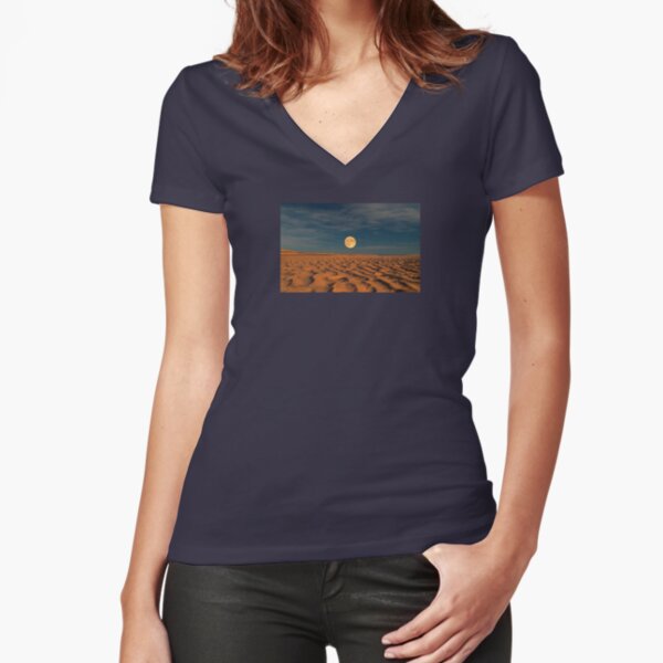 Moon across the Sands Fitted V-Neck T-Shirt