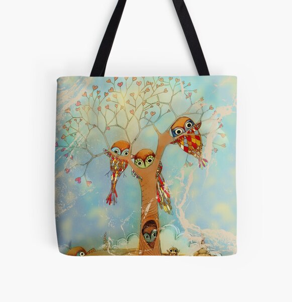 Woman Tote Bag Shoulder Handbag Vintage Seamless Texture With Life Of Birds Fancy Forest for Work Travel Business Beach Shopping School