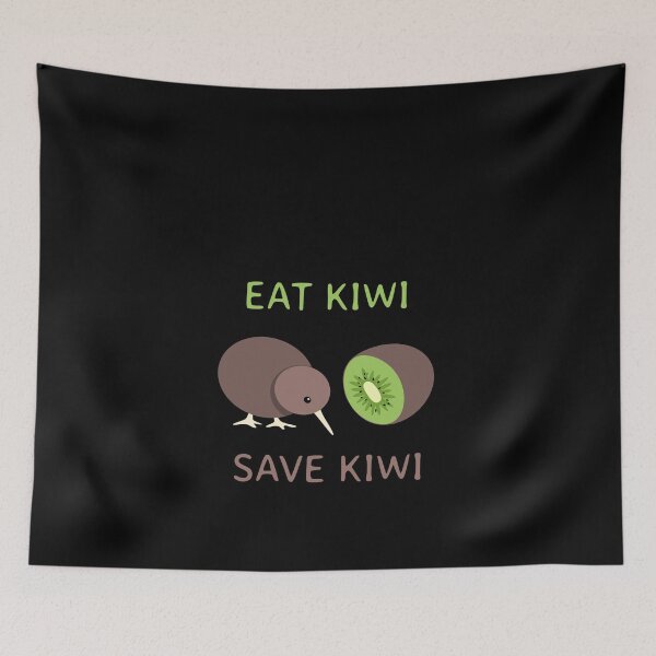 Item preview, Eat kiwi, save kiwi - Kiwi bird and kiwi fruit - caption dark shirt designed and sold by Looking Daggers.