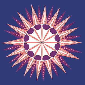 Artwork thumbnail, Abstract Tropical Sea Urchin Mandala Blue by tinaschofield